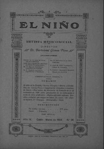 'El niño : Revista médico-social' - Año IV Número 36 - 1924 marzo 1