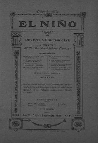 'El niño : Revista médico-social' - Año V Número 54 - 1925 septiembre 1