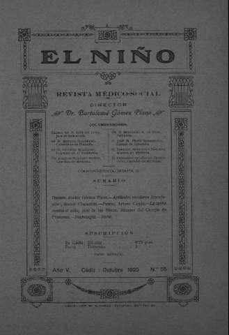 'El niño : Revista médico-social' - Año V Número 55 - 1925 octubre 1