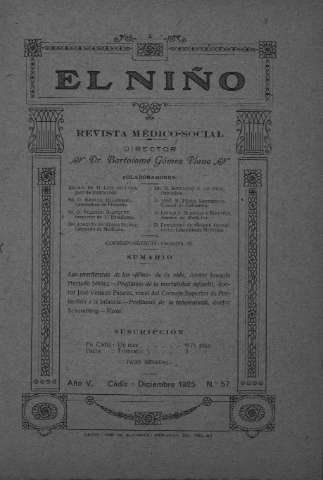 'El niño : Revista médico-social' - Año V Número 57 - 1925 diciembre 1