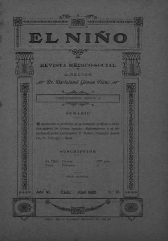 'El niño : Revista médico-social' - Año VI Número 61 - 1926 abril 1