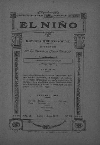 'El niño : Revista médico-social' - Año VI Número 63 - 1926 junio 1
