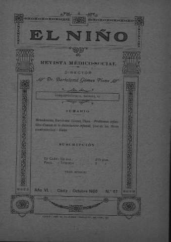 'El niño : Revista médico-social' - Año VI Número 67 - 1926 octubre 1