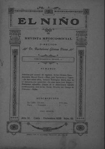 'El niño : Revista médico-social' - Año VI Número 69 - 1926 diciembre 1