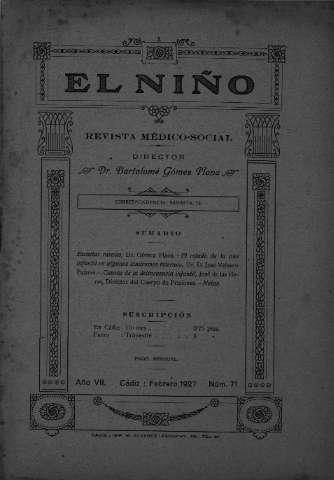 'El niño : Revista médico-social' - Año VII Número 71 - 1927 febrero 1