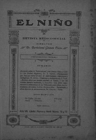 'El niño : Revista médico-social' - Año VII Número 72 y 73 - 1927 marzo 1