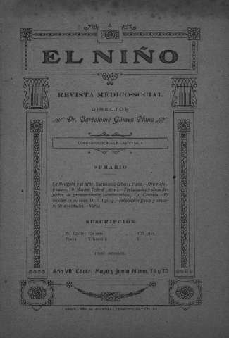 'El niño : Revista médico-social' - Año VII Número 74 y 75 - 1927 mayo 1