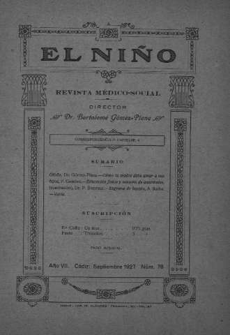 'El niño : Revista médico-social' - Año VII Número 78 - 1927 septiembre 1
