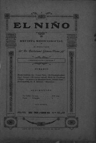 'El niño : Revista médico-social' - Año VIII Número 82 y 83 - 1928 enero 1