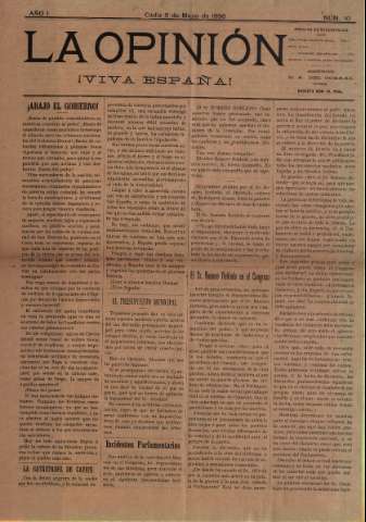 'La Opinión : periódico liberal-conservador' - Año I Número 10 - 1898 mayo 9