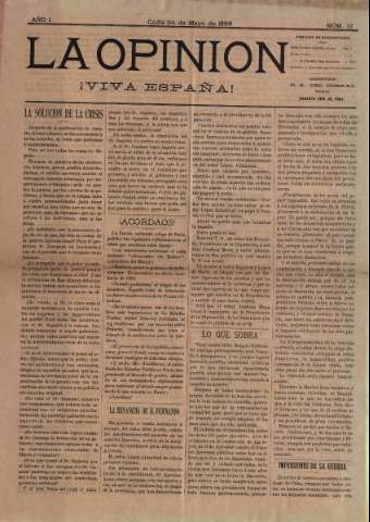 'La Opinión : periódico liberal-conservador' - Año I Número 12 - 1898 mayo 24