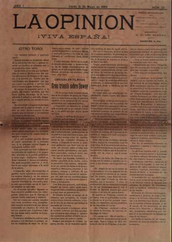 'La Opinión : periódico liberal-conservador' - Año I Número 13 - 1898 mayo 31