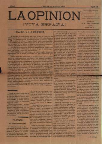 'La Opinión : periódico liberal-conservador' - Año I Número 16 - 1898 junio 26