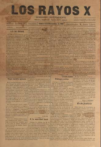 'Los Rayos X : semanario independiente' - Año I Número 1 - 1910 diciembre 9