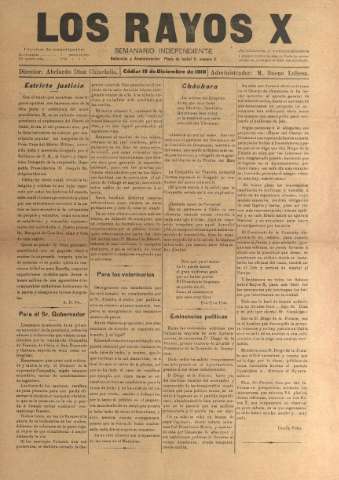 'Los Rayos X : semanario independiente' - Año I Número 2 - 1910 diciembre 19