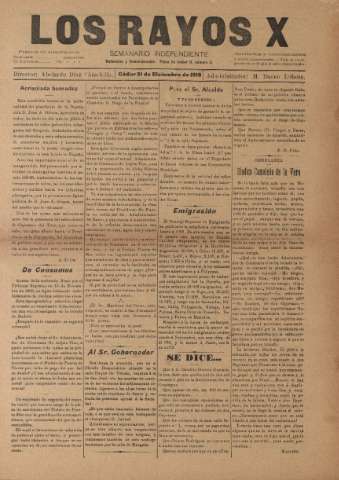 'Los Rayos X : semanario independiente' - Año I Número 4 - 1910 diciembre 31