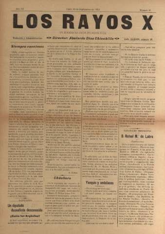 'Los Rayos X : semanario independiente' - Año III Número 61 - 1912 septiembre 30