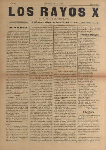 'Los Rayos X : semanario independiente' - Año III Número 62 - 1912 octubre 15