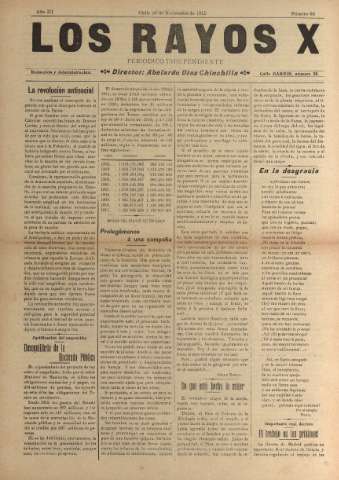 'Los Rayos X : semanario independiente' - Año III Número 66 - 1912 noviembre 28