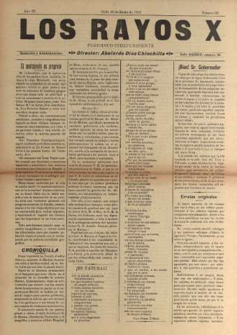 'Los Rayos X : semanario independiente' - Año IV Número 69 - 1913 enero 16