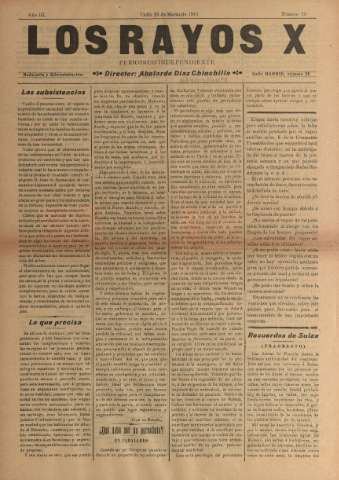 'Los Rayos X : semanario independiente' - Año IV Número 73 - 1913 marzo 15