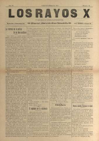 'Los Rayos X : semanario independiente' - Año IV Número 74 - 1913 marzo 26