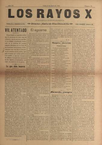 'Los Rayos X : semanario independiente' - Año IV Número 75 - 1913 abril 15