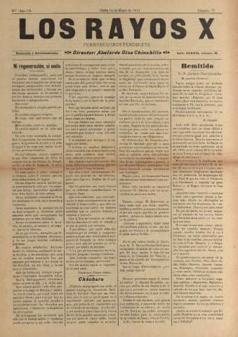 'Los Rayos X : semanario independiente' - Año IV Número 77 - 1913 mayo 14