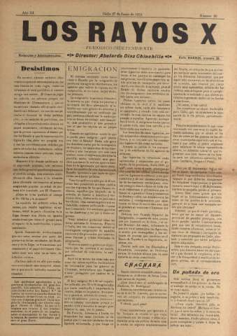 'Los Rayos X : semanario independiente' - Año IV Número 80 - 1913 junio 27