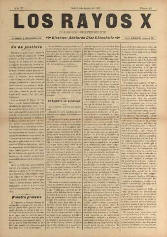 'Los Rayos X : semanario independiente' - Año IV Número 83 - 1913 agosto 11