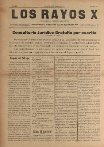 'Los Rayos X : semanario independiente' - Año IV Número 89 - 1913 noviembre 22