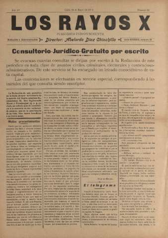'Los Rayos X : semanario independiente' - Año V Número 92 - 1914 enero 29