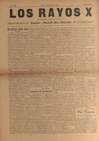 'Los Rayos X : semanario independiente' - Año VI Número 107 - 1915 abril 29