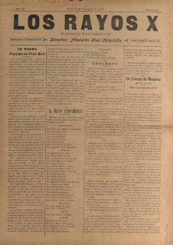 'Los Rayos X : semanario independiente' - Año VI Número 112 - 1915 noviembre 27