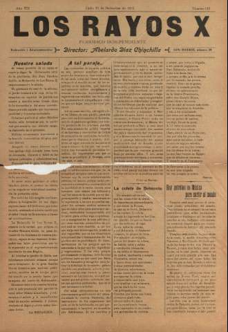 'Los Rayos X : semanario independiente' - Año VI Número 113 - 1915 diciembre 31