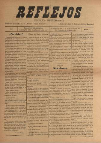 'Reflejos : periódico independiente' - Año I Número 4 - 1910 marzo 30