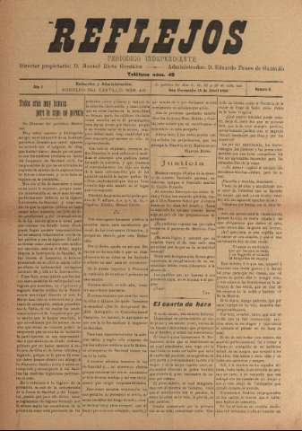 'Reflejos : periódico independiente' - Año I Número 6 - 1910 abril 14