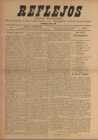 'Reflejos : periódico independiente' - Año I Número 8 - 1910 abril 30
