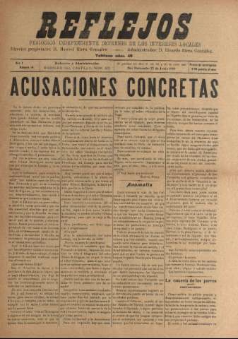 'Reflejos : periódico independiente' - Año I Número 15 - 1910 junio 22