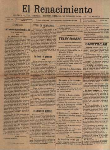 'El Renacimiento : periódico político, comercial, marítimo, literario, de intereses generales y de anuncios' - Año IV Número 884 - 1898 octubre 27