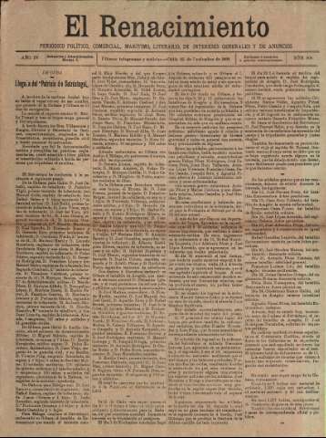 'El Renacimiento : periódico político, comercial, marítimo, literario, de intereses generales y de anuncios' - Año IV Número 908 - 1898 noviembre 25