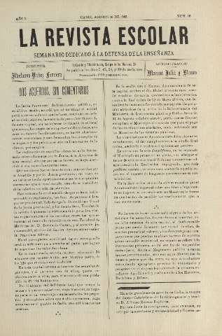 'La Revista escolar decenario dedicado a la defensa de la enseñanza' - Año I Número 15 - 1905 agosto 30