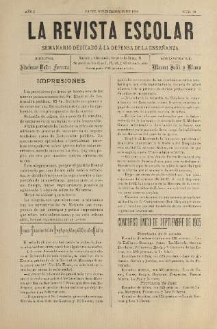 'La Revista escolar decenario dedicado a la defensa de la enseñanza' - Año I Número 18 - 1905 septiembre 23