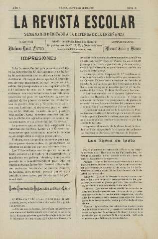 'La Revista escolar decenario dedicado a la defensa de la enseñanza' - Año I Número 21 - 1905 octubre 14
