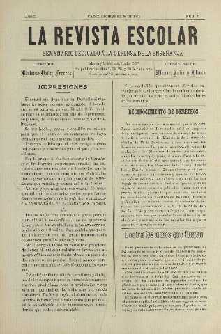 'La Revista escolar decenario dedicado a la defensa de la enseñanza' - Año I Número 31 - 1905 diciembre 30
