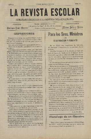 'La Revista escolar decenario dedicado a la defensa de la enseñanza' - Año II Número 32 - 1906 enero 8