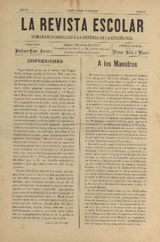 'La Revista escolar decenario dedicado a la defensa de la enseñanza' - Año II Número 47 - 1906 abril 30