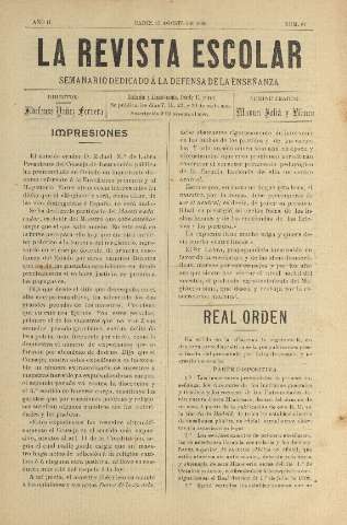 'La Revista escolar decenario dedicado a la defensa de la enseñanza' - Año II Número 61 - 1906 agosto 15