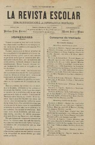 'La Revista escolar decenario dedicado a la defensa de la enseñanza' - Año II Número 72 - 1906 noviembre 7