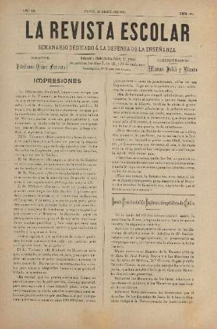 'La Revista escolar decenario dedicado a la defensa de la enseñanza' - Año III Número 95 - 1907 abril 30